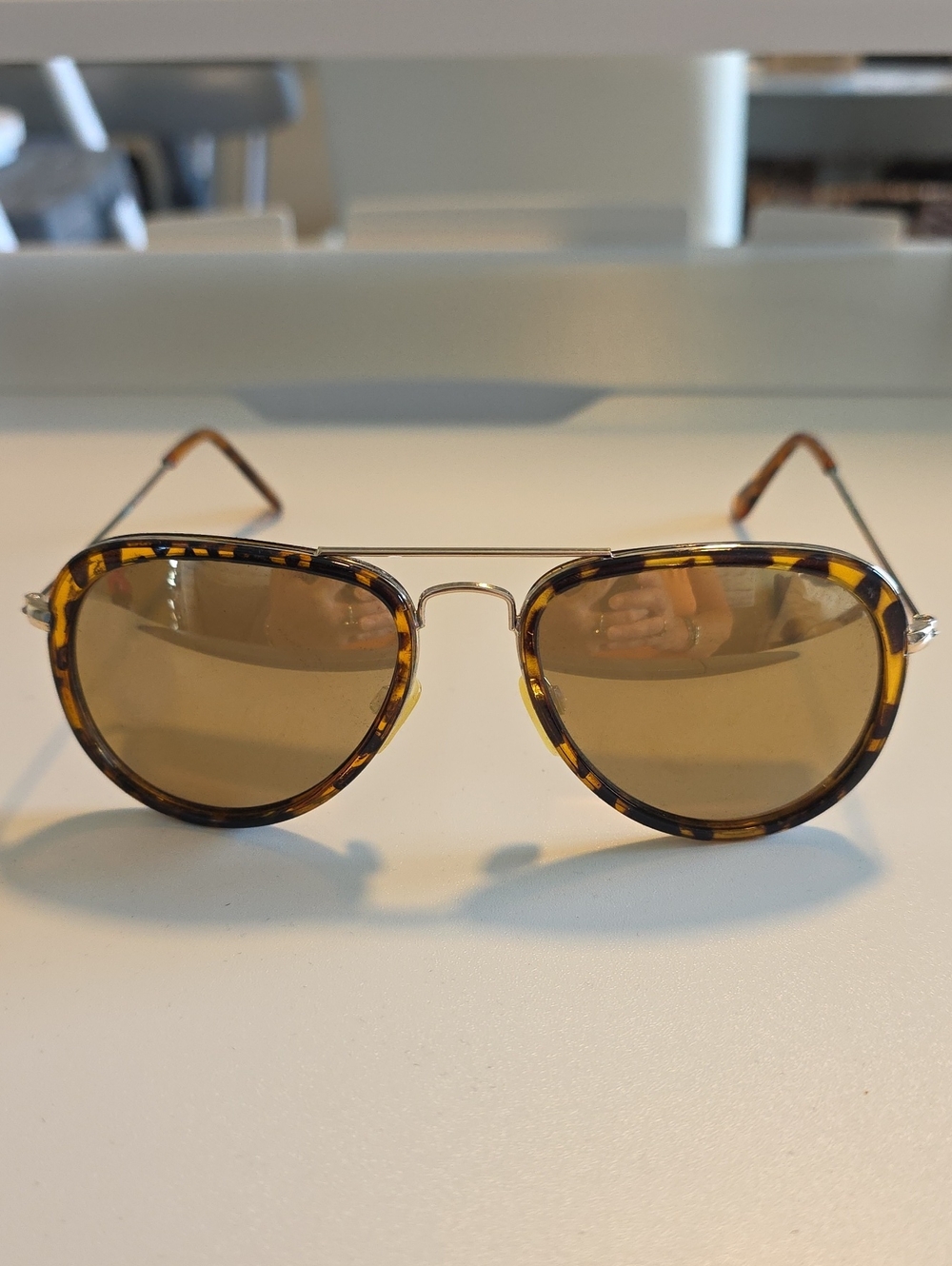 Tortoiseshell Aviator Sunglasses - Brown Reflective Lenses